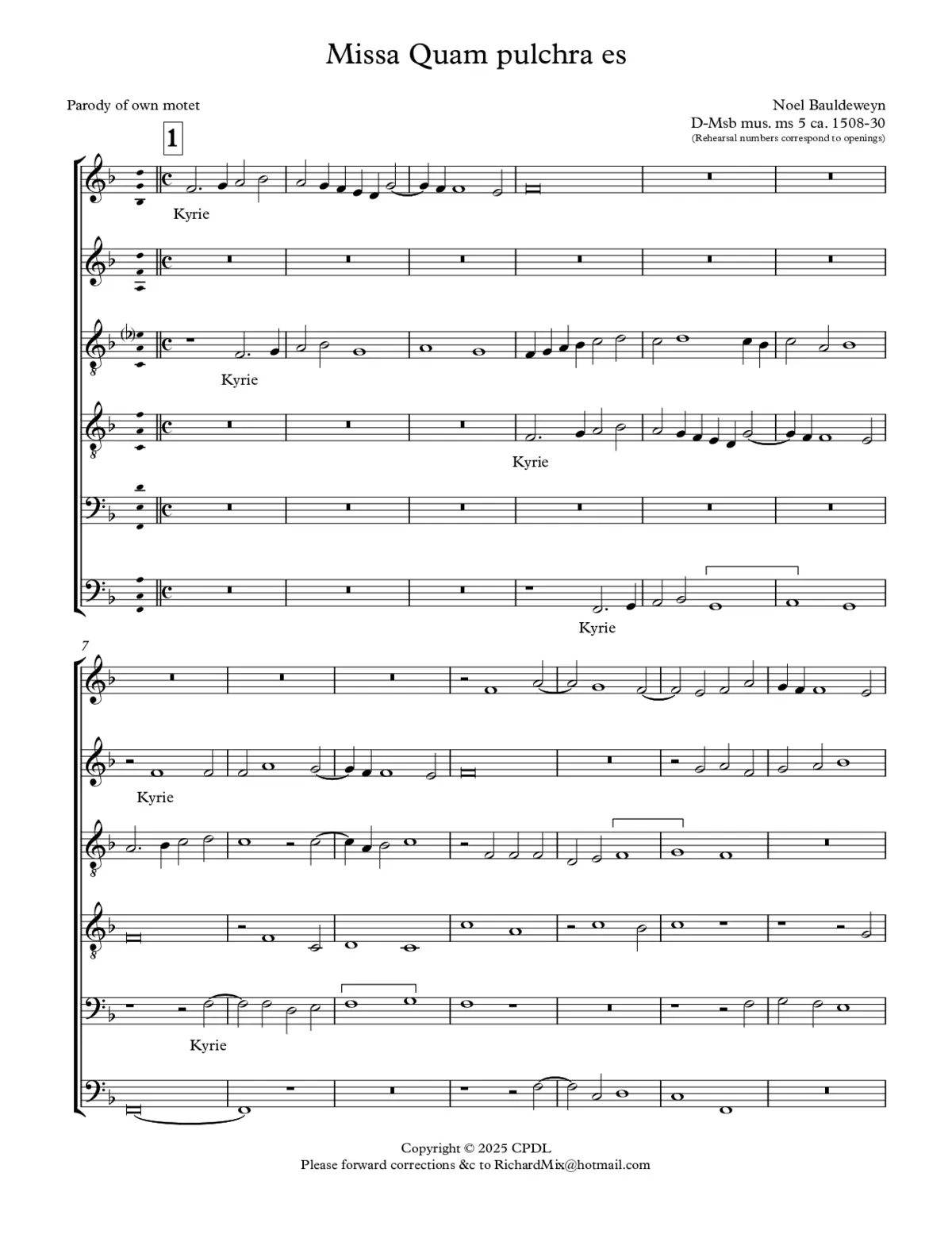 Missa Quam pulchra es - Page 1