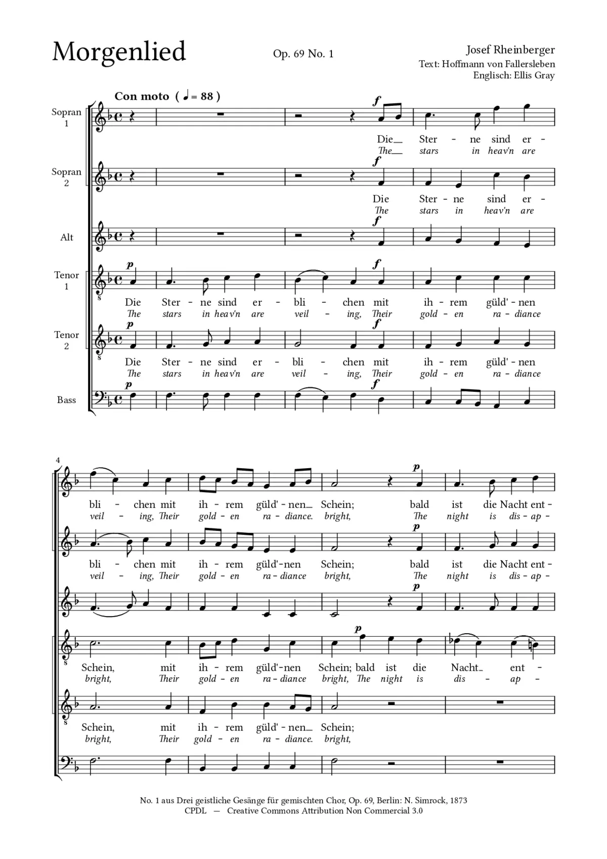 Morgenlied, Op. 69, No. 1 - Page 1