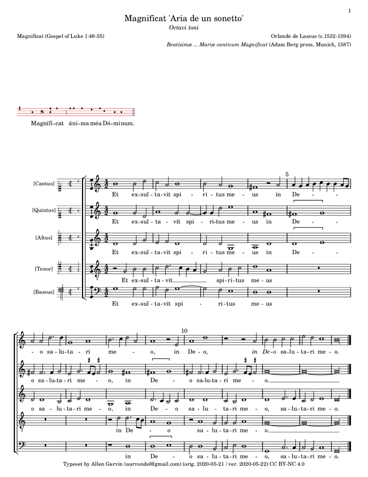 Magnificat Aria di un sonetto - Page 1