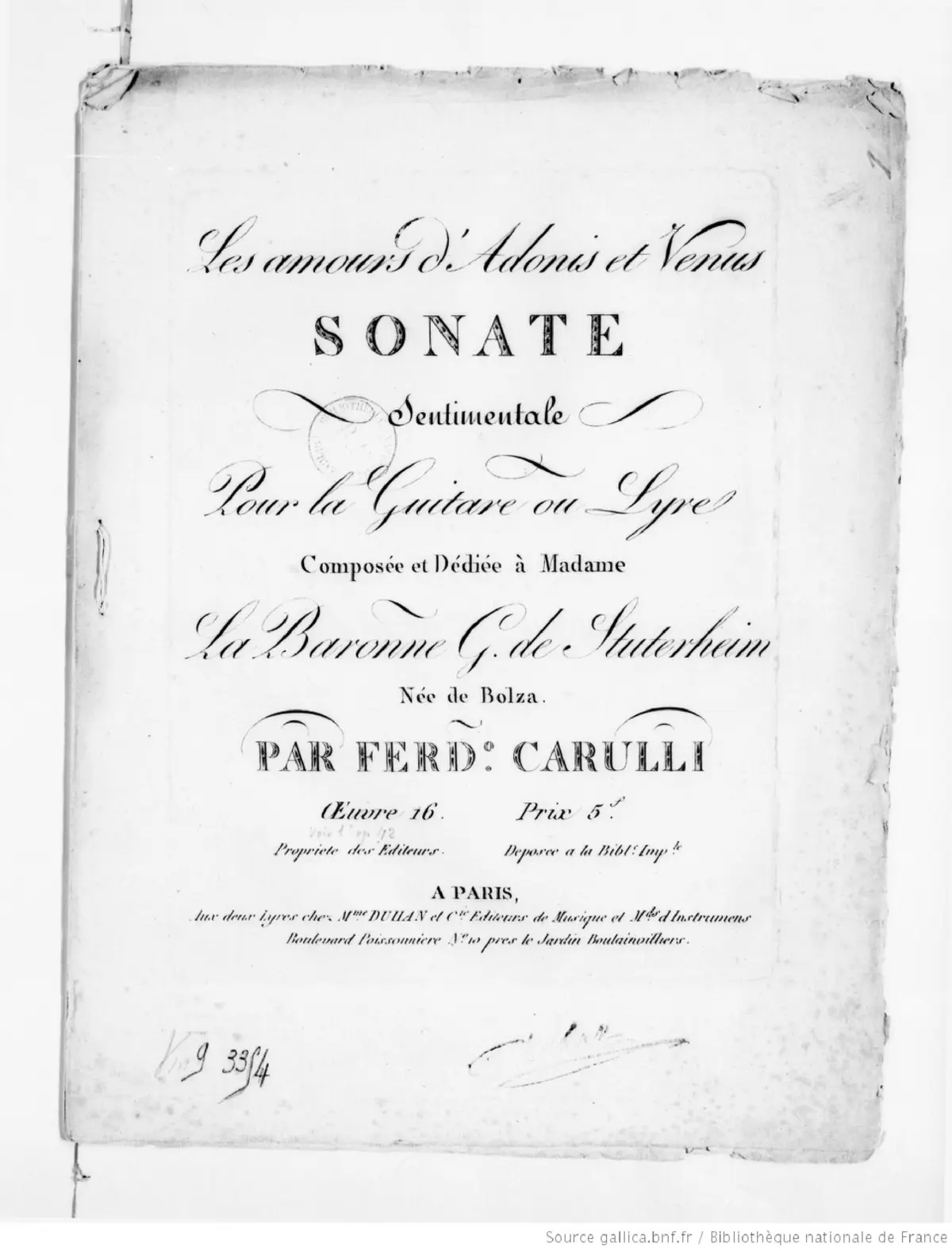 Sonate sentimentale pour la guitare ou lyre - Page 1