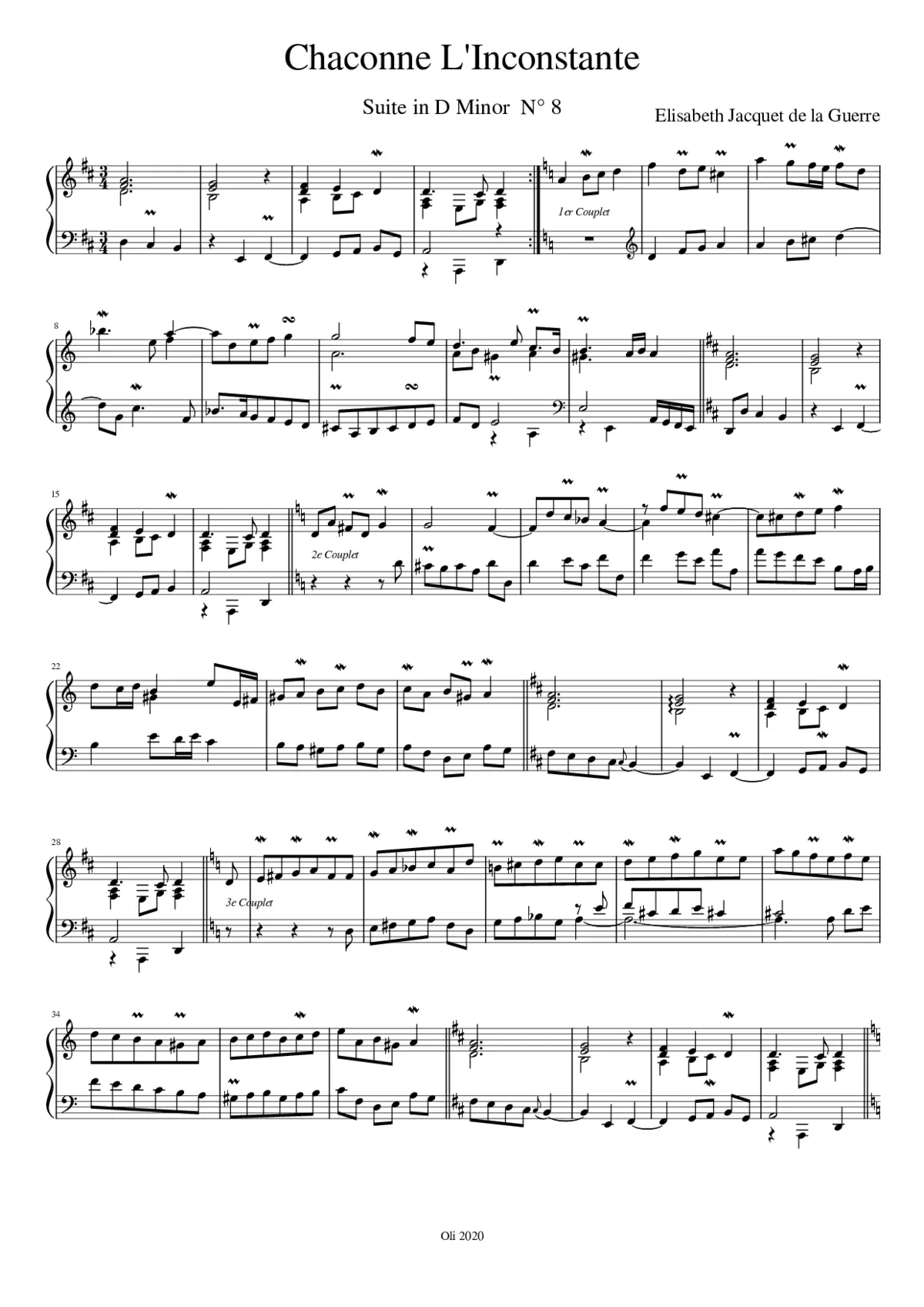 Chaconne L'Inconstante Suite in D Minor 8 - Page 1