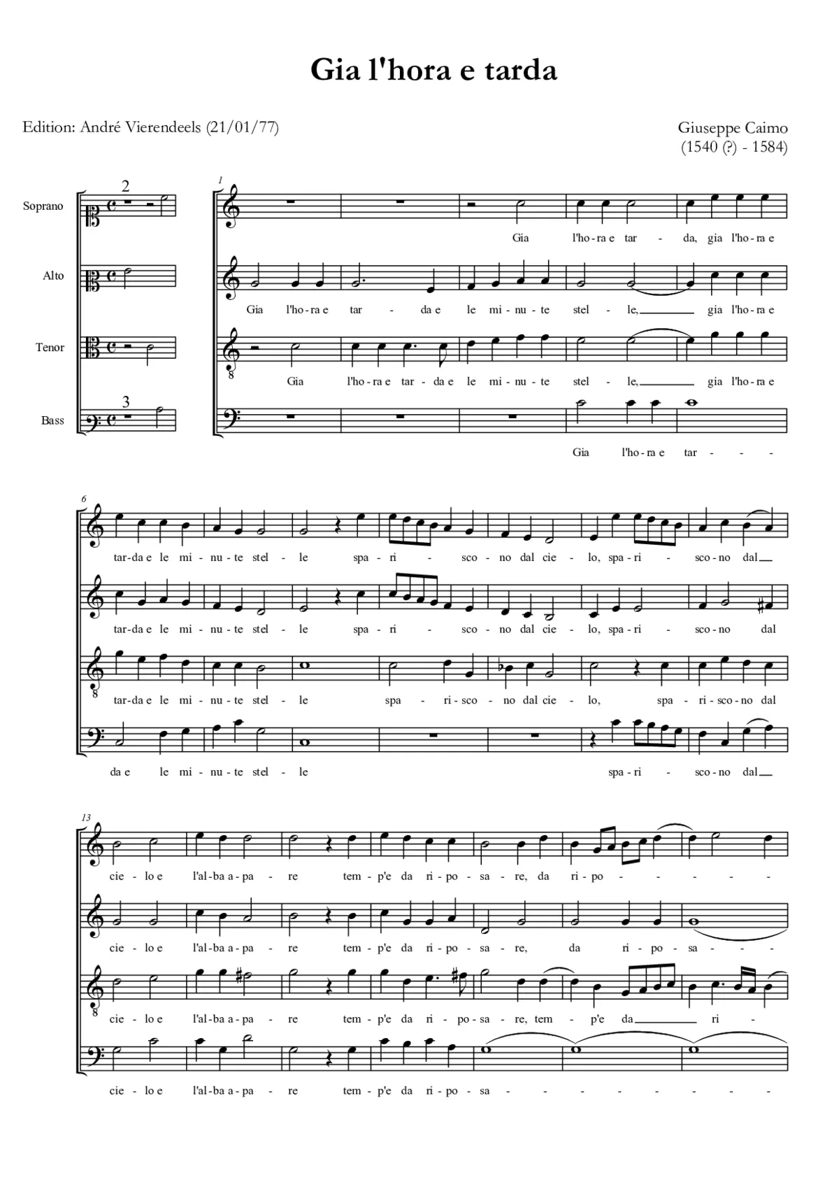 Già l'hora è tarda - Page 1