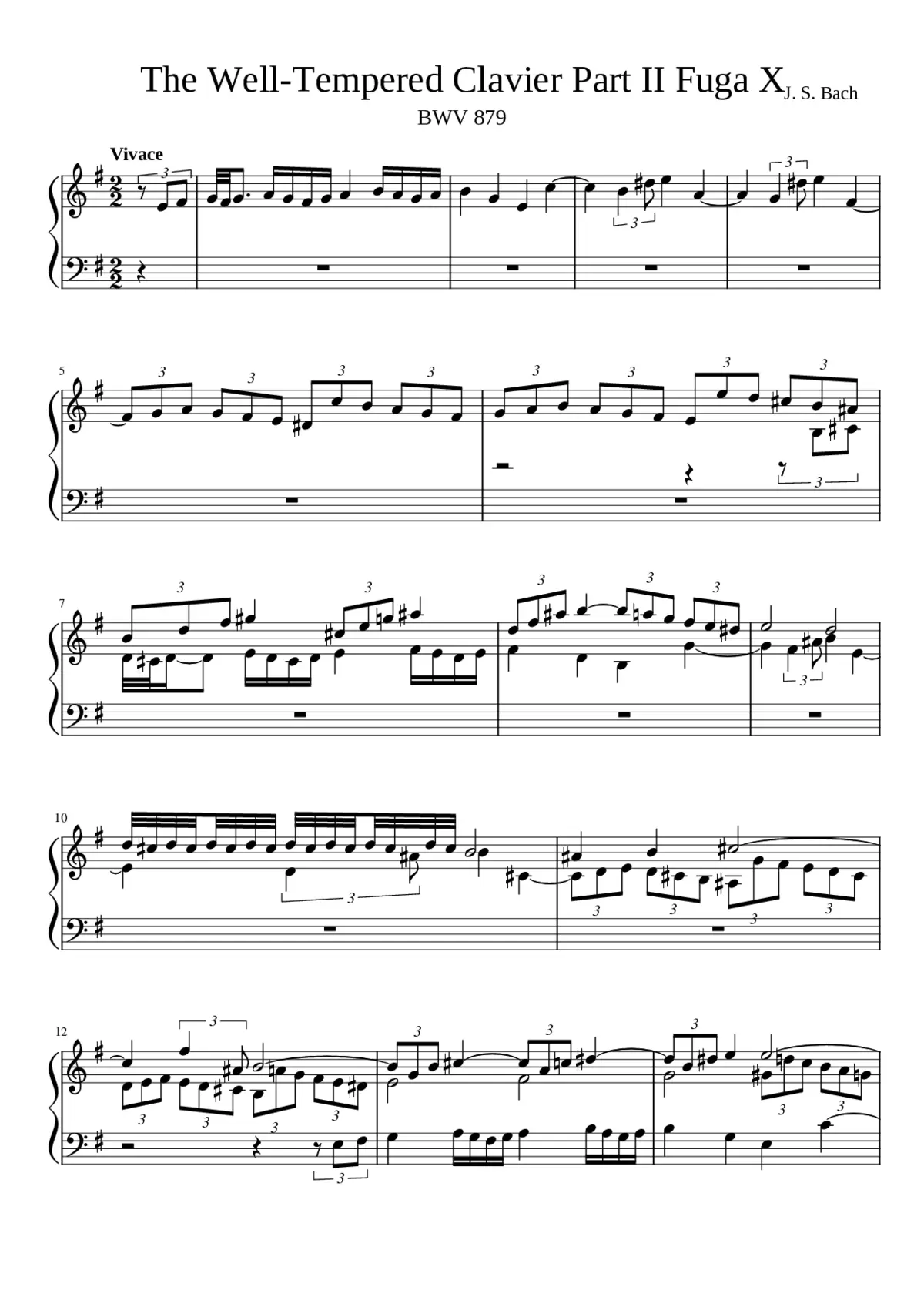 Prelude and Fugue in E minor BWV 879 - Page 1