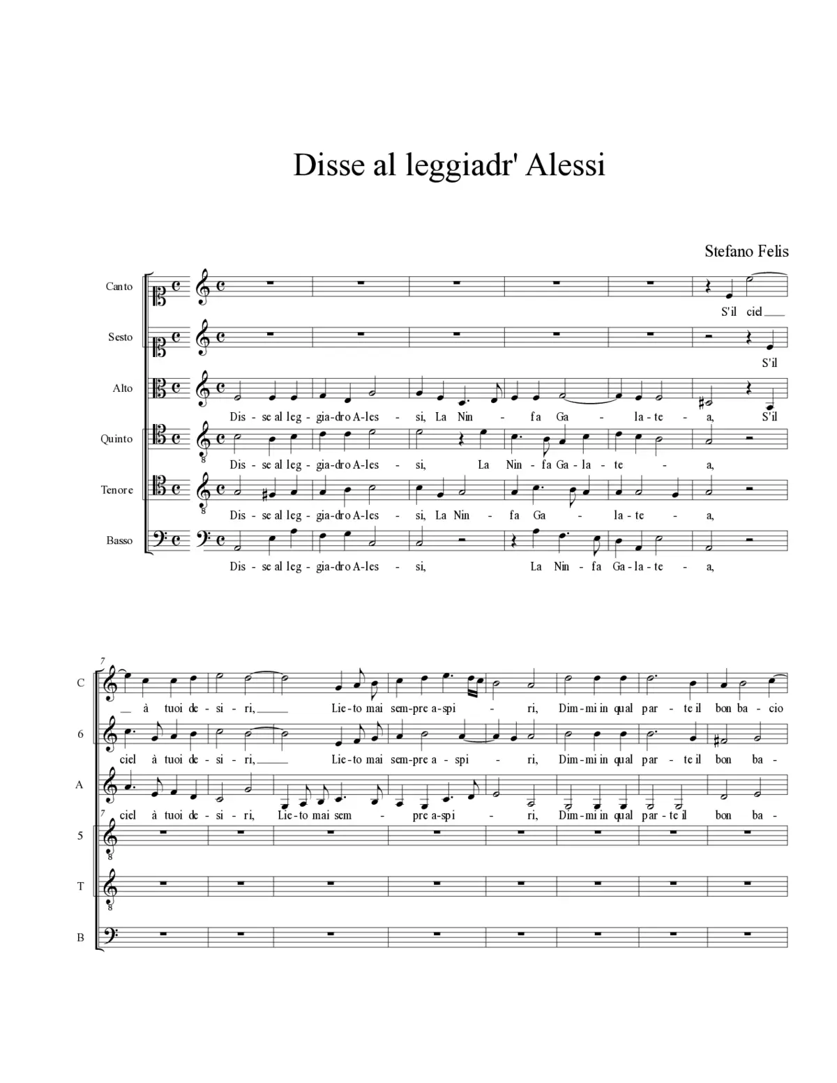 Disse al leggiadr' Alessi - Page 1