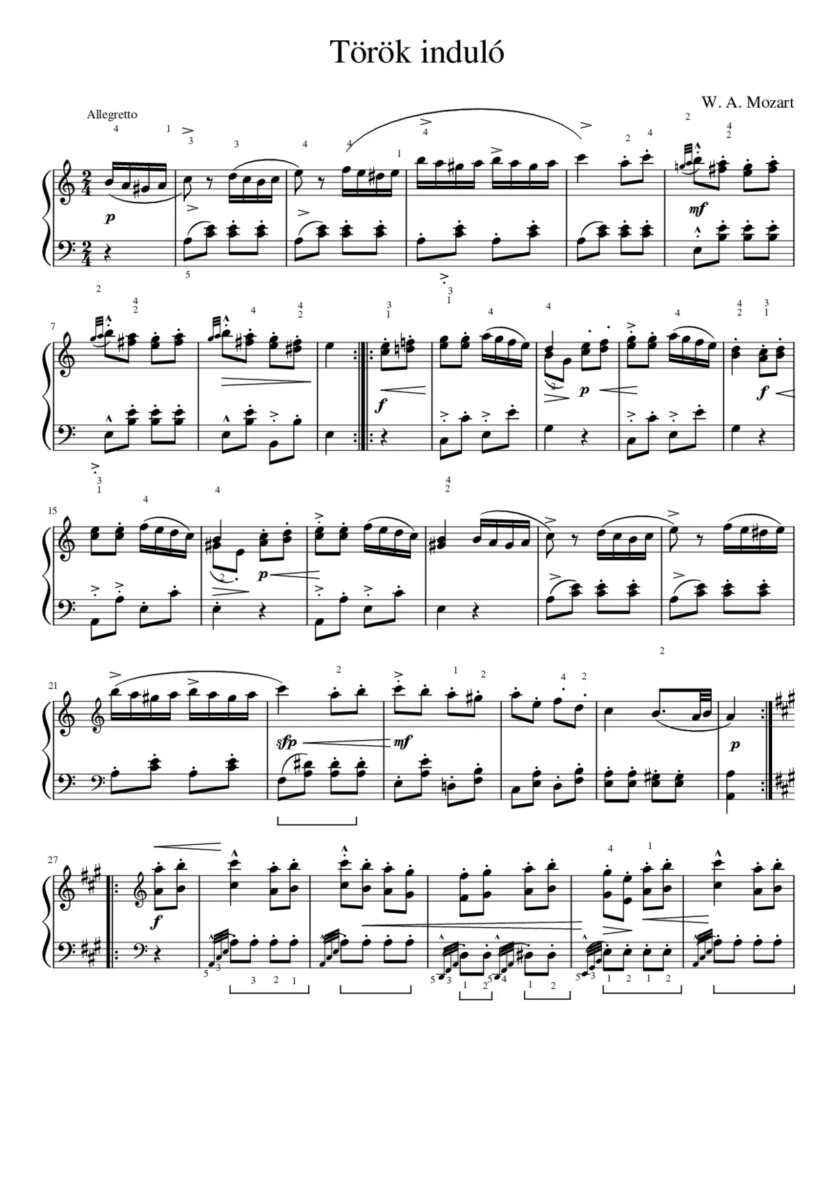 Piano Sonata No. 11 K. 331 (Turkish March) - Page 1