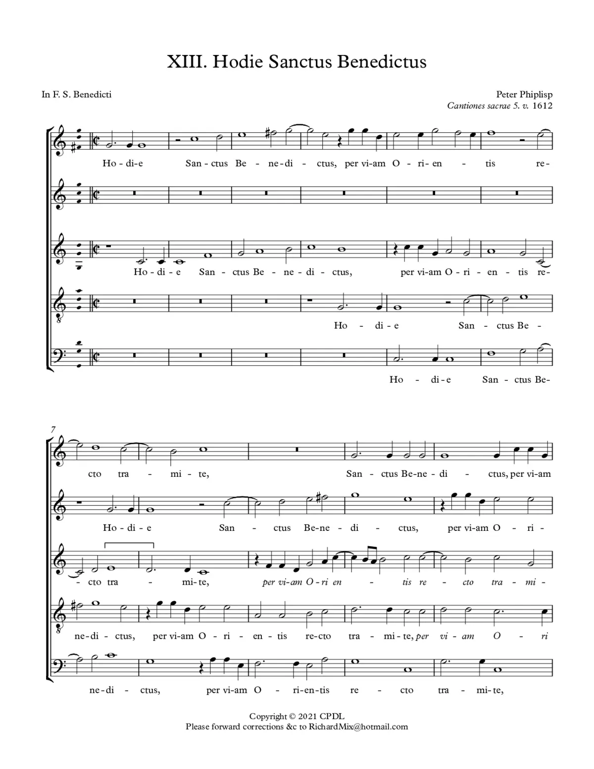 Hodie Sanctus Benedictus - Page 1
