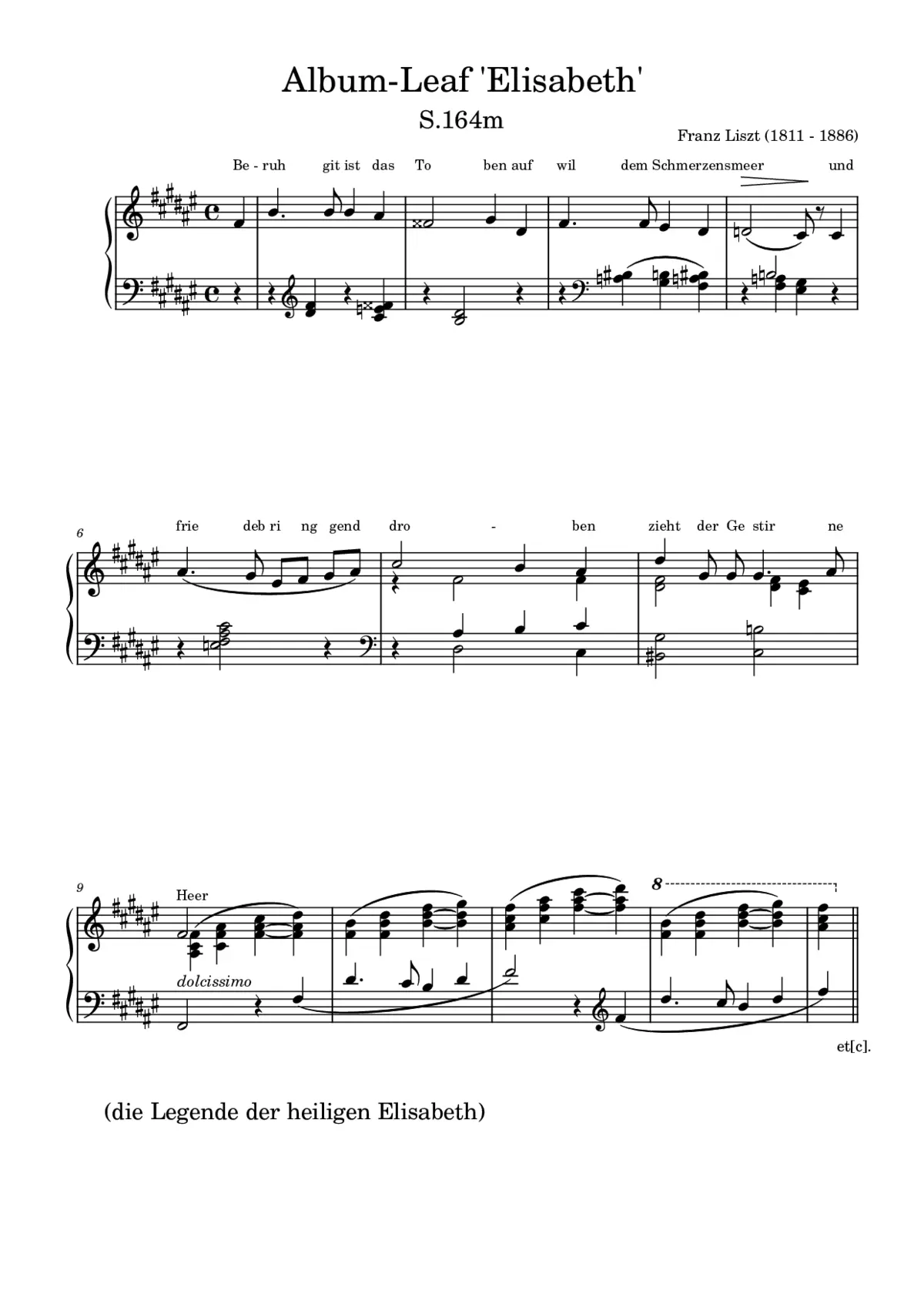 Album-Leaf 'Elisabeth', S.164m - Page 1