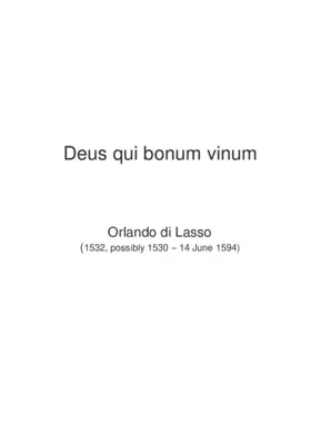 Deus qui bonum vinum