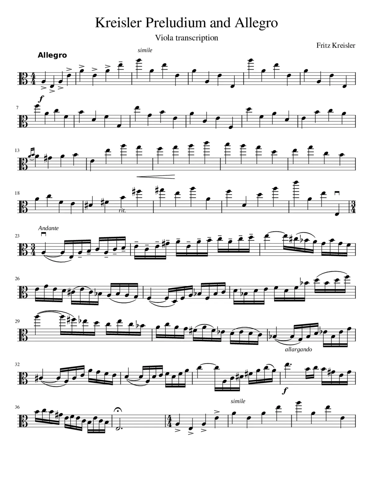 Praeludium and Allegro in the Style of Pugnani - Page 1