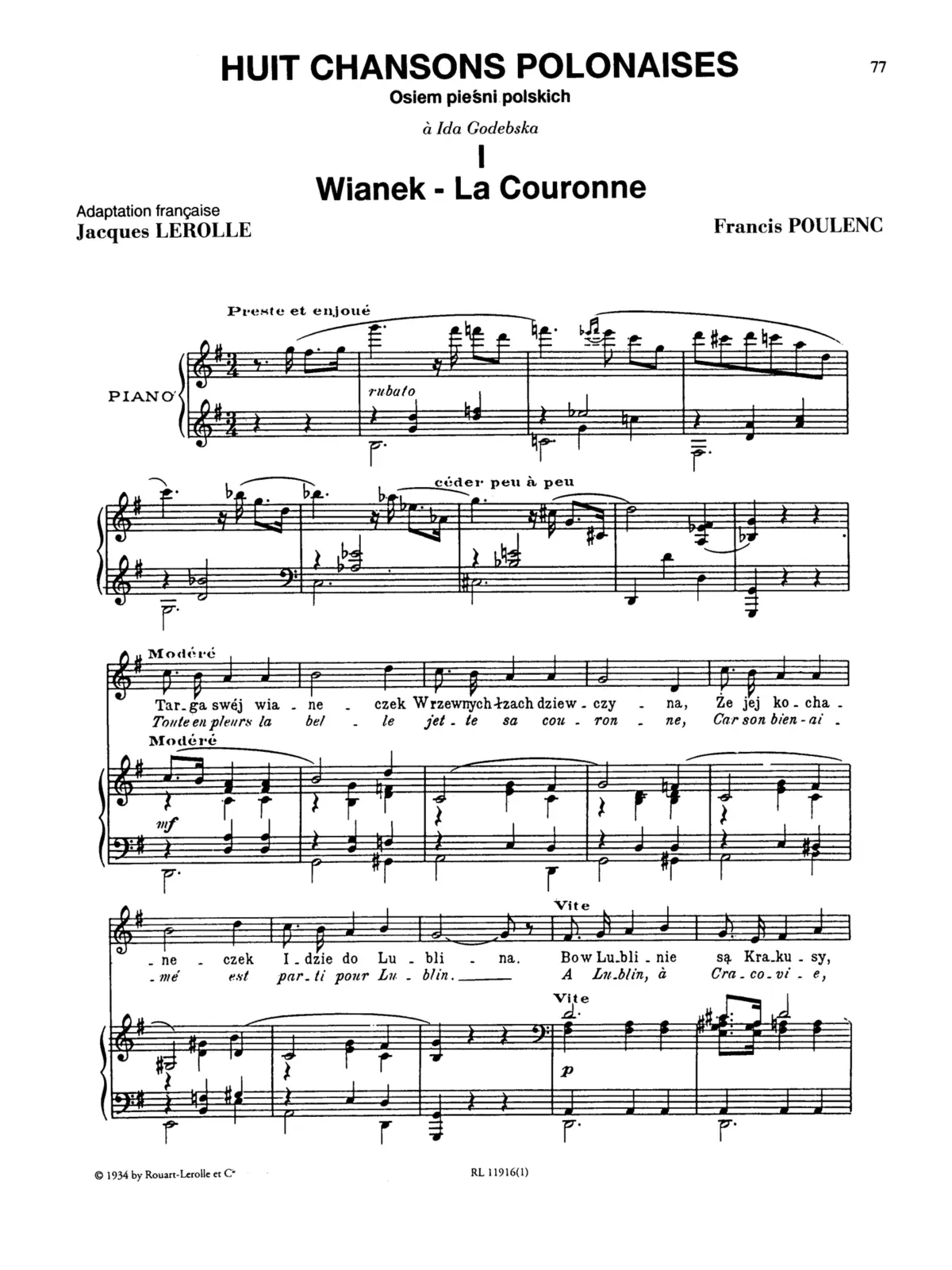 Huit Chansons polonaises - Page 1
