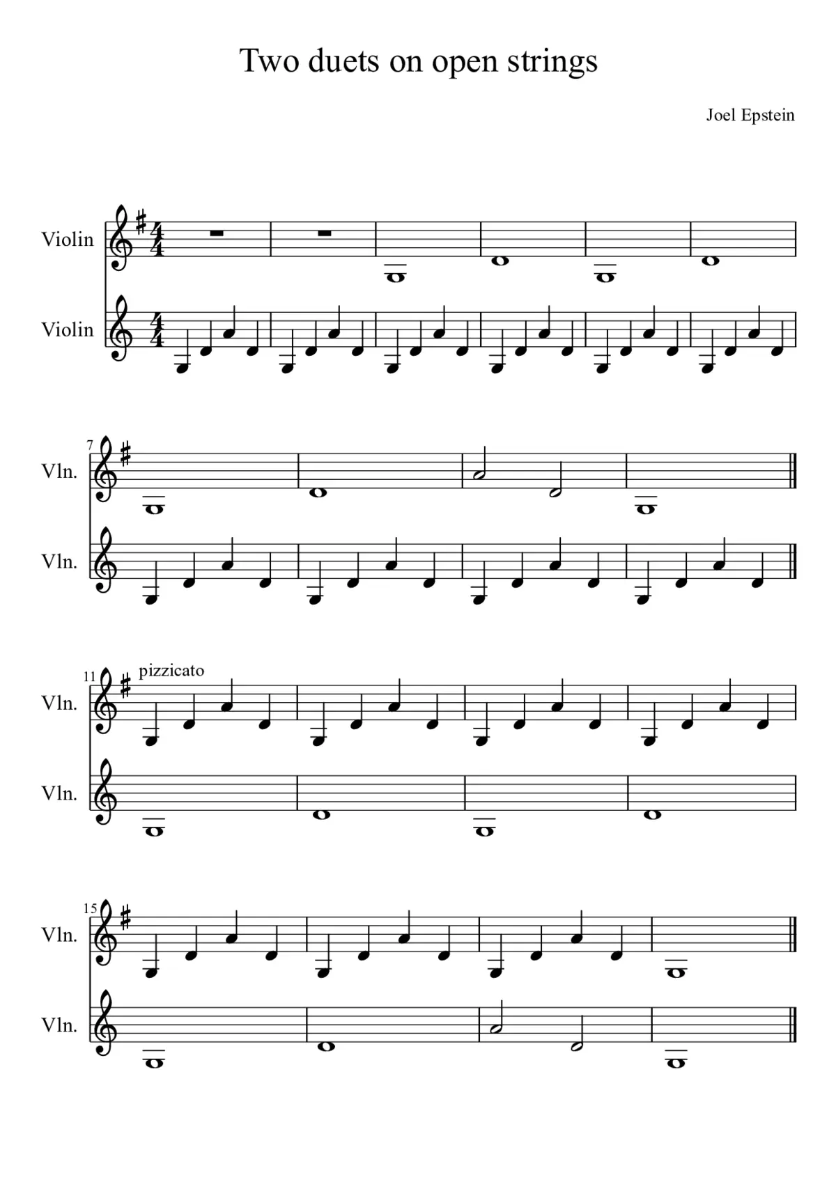 Two Easy Violin Duets on Open Strings - Page 1