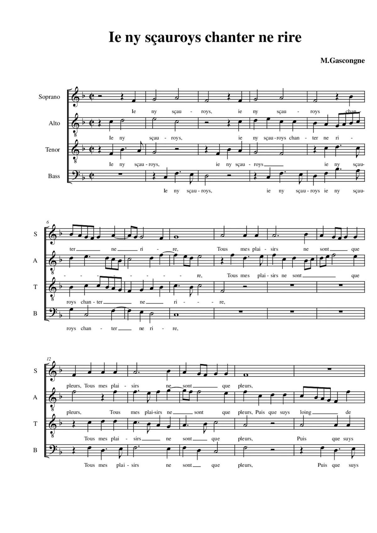 Ie ny sçauroys chanter ne rire - Page 1