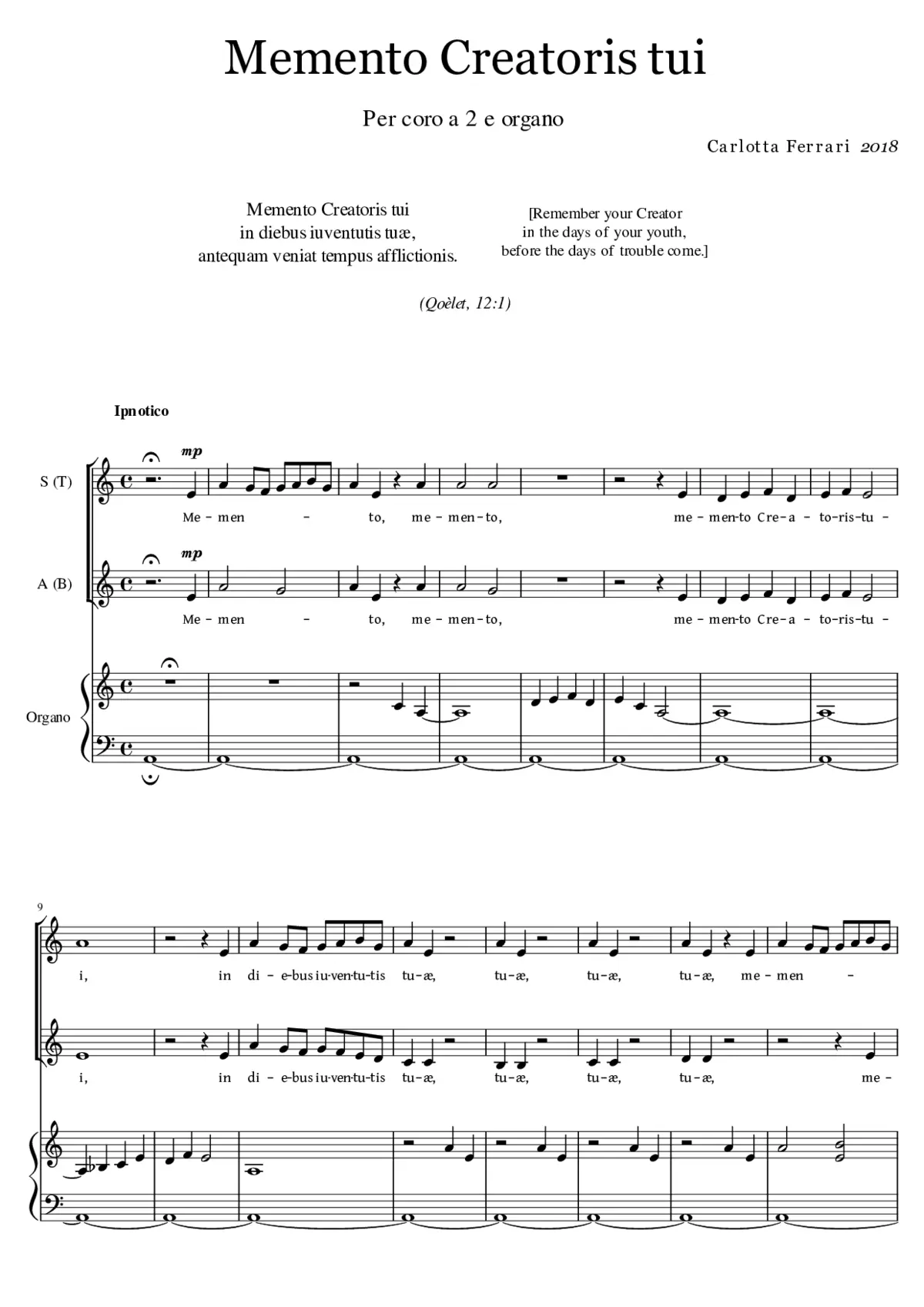 Memento Creatoris tui - Page 1