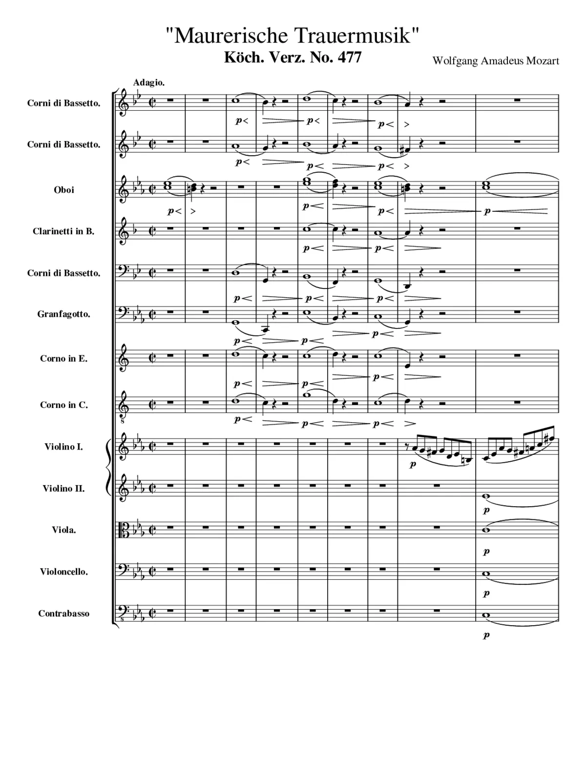Mozart: Maurerische Trauermusik K. 477 - Page 1