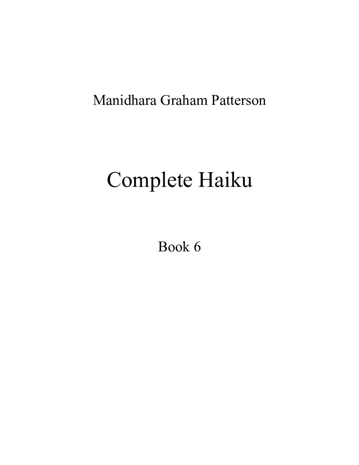Haiku, Book 6 - Page 1