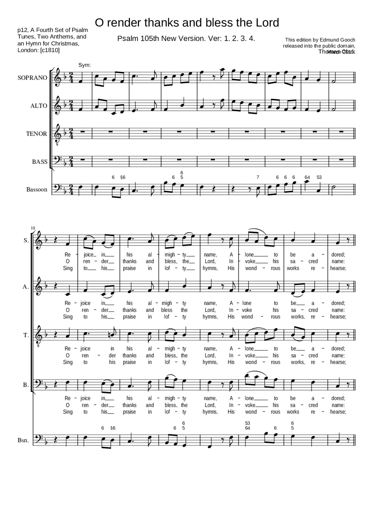 O render thanks and bless the Lord - Page 1