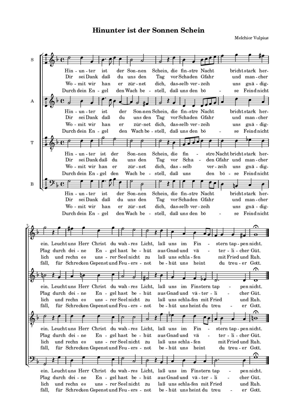 Hinunter ist der Sonnen Schein - Page 1