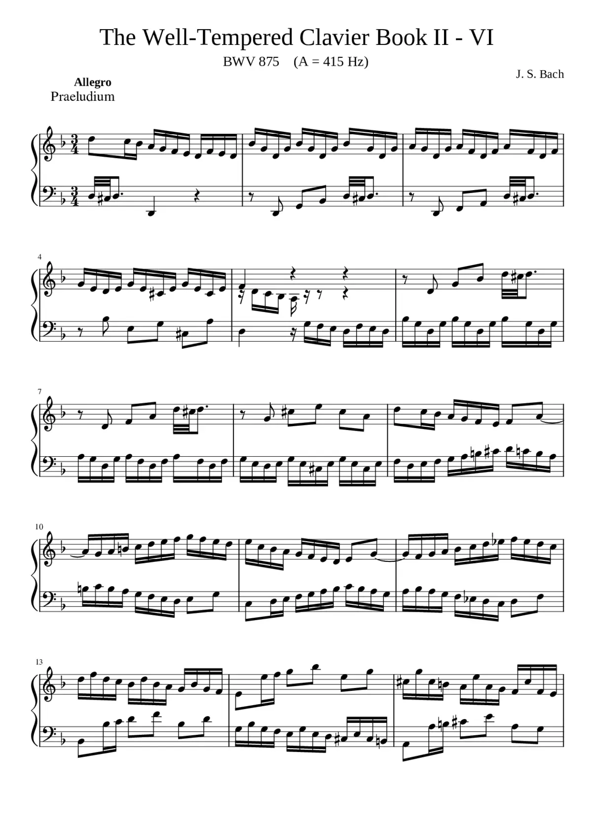 Prelude and Fugue in D minor BWV 875 - Page 1