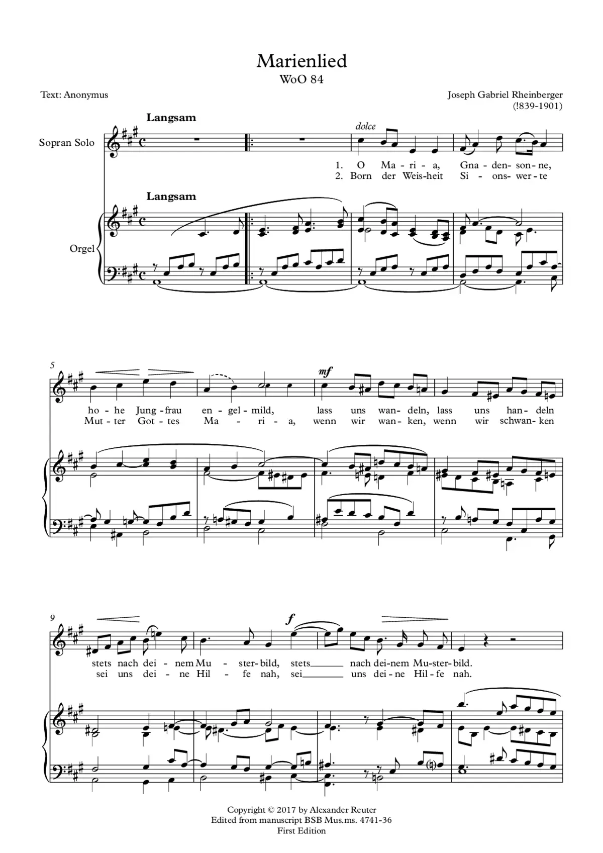 Marienlied, WoO 84 - Page 1