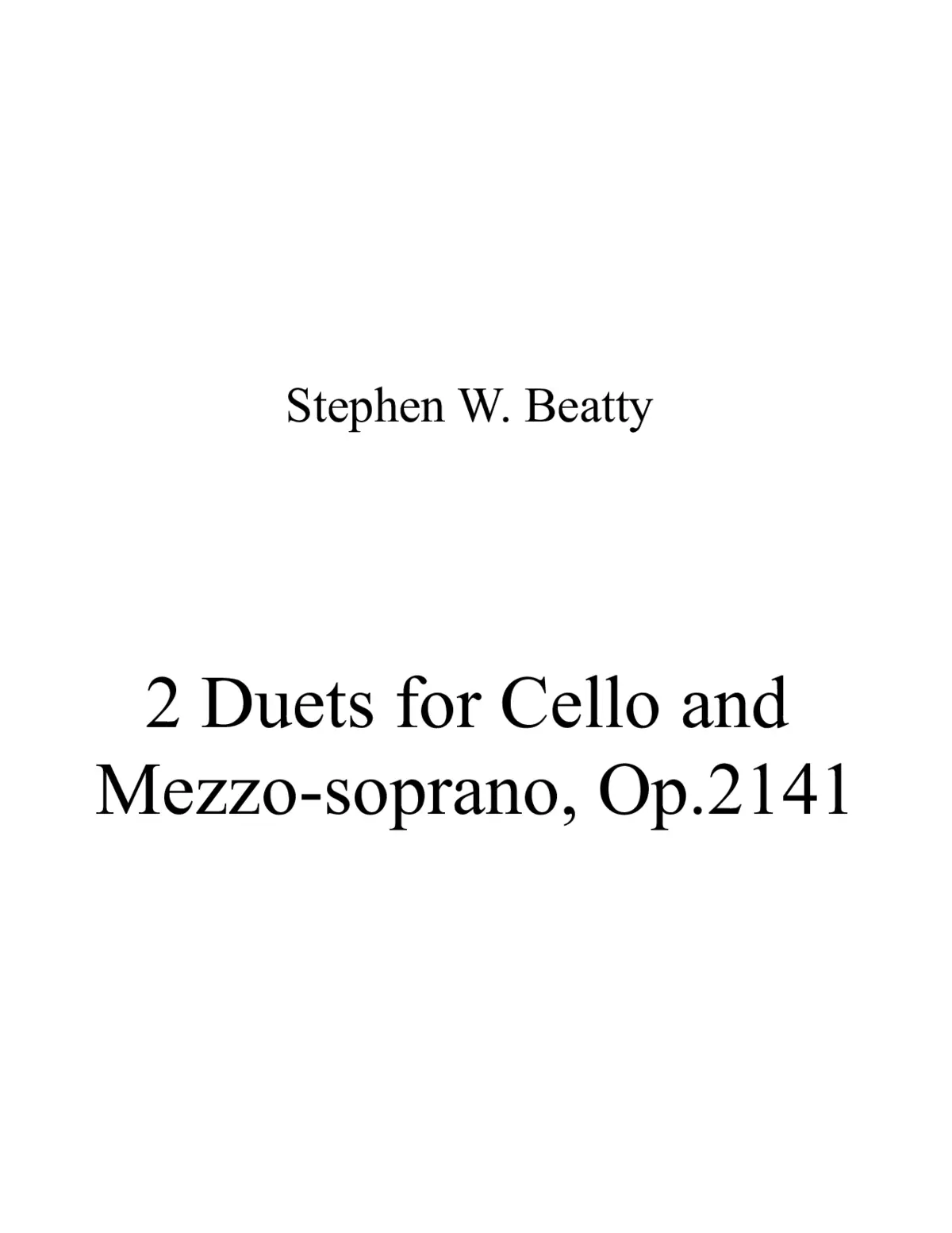 2 Duets for Cello and Mezzo-soprano - Page 1