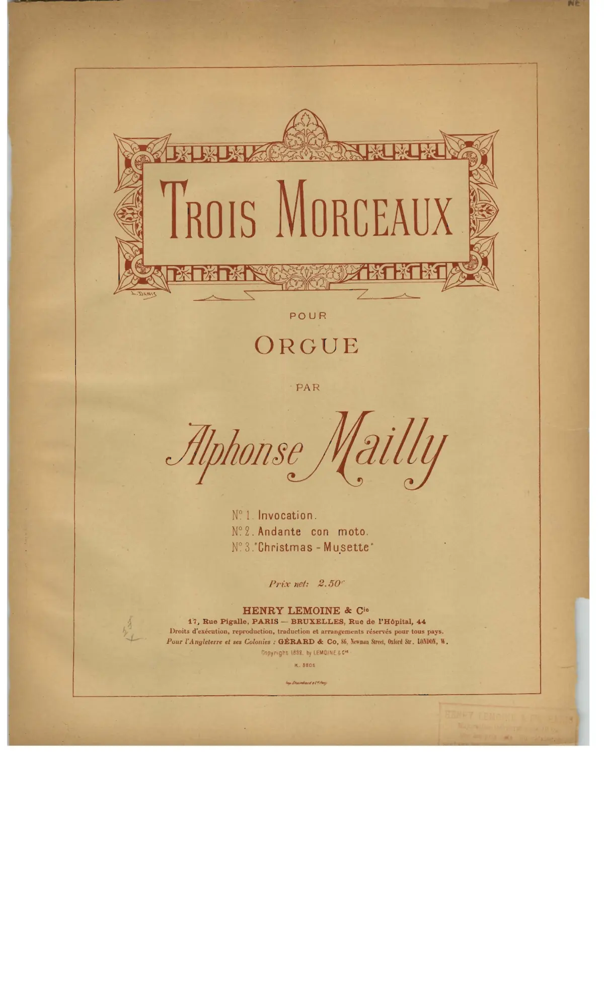 Trois morceaux pour orgue - Page 1
