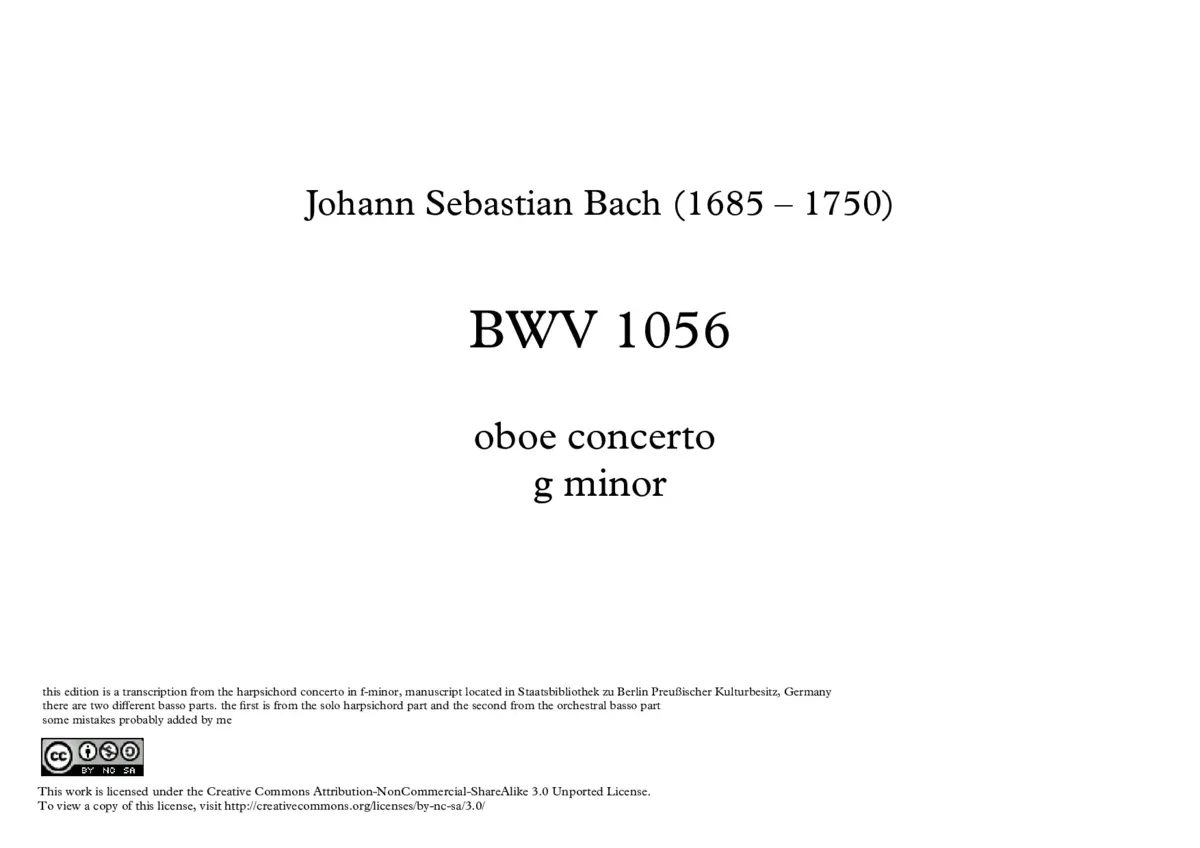 Violin (or Oboe?) Concerto in G minor - Page 1