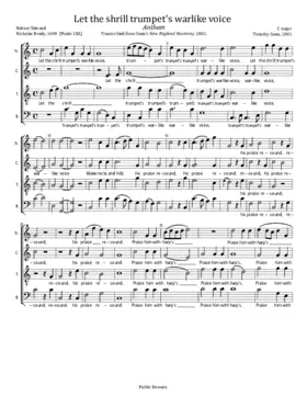 Let the shrill trumpet's warlike sound