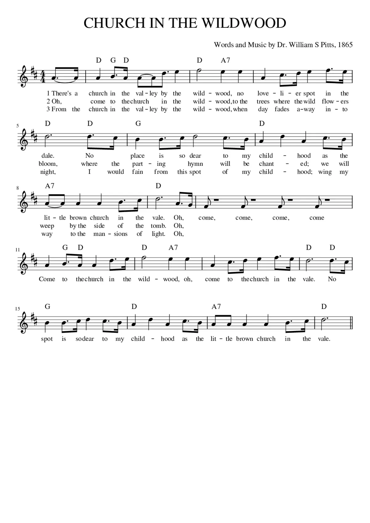 CHURCH IN THE WILDWOOD - Page 1