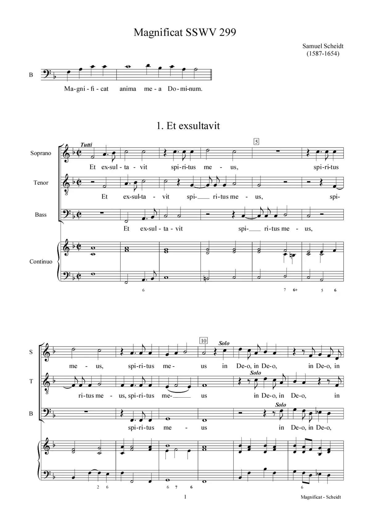 Magnificat (with German interpolations for Christmas), SSWV 299 - Page 1