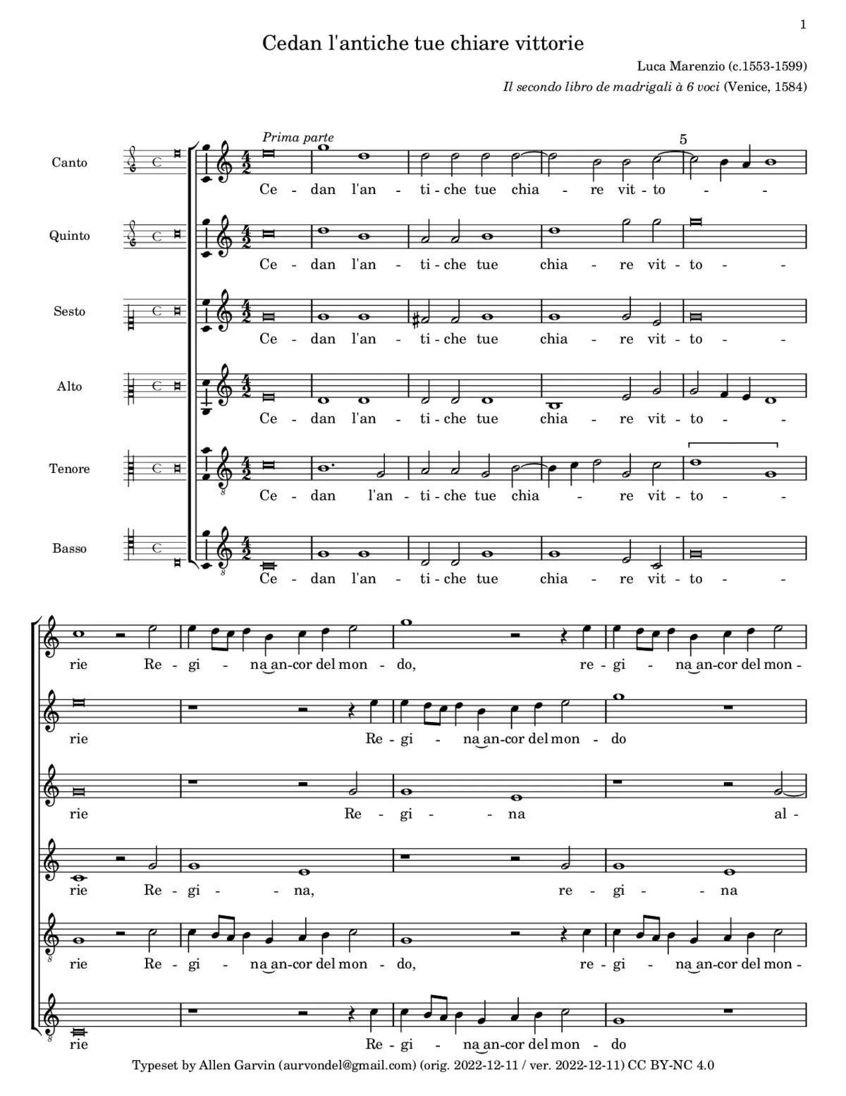 Cedan l'antiche tue chiare vittorie - Page 1