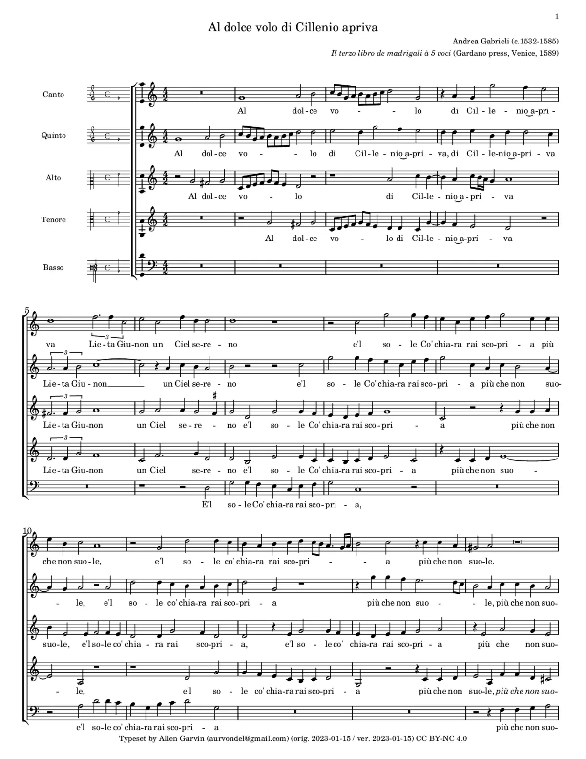 Al dolce volo di Cillenio apriva - Page 1
