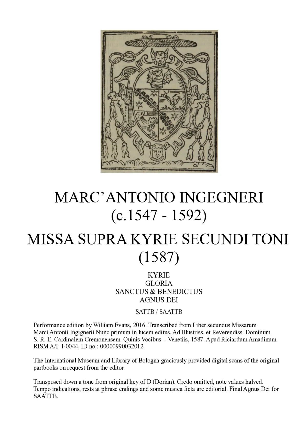 Missa supra Kyrie Secundi Toni - Page 1