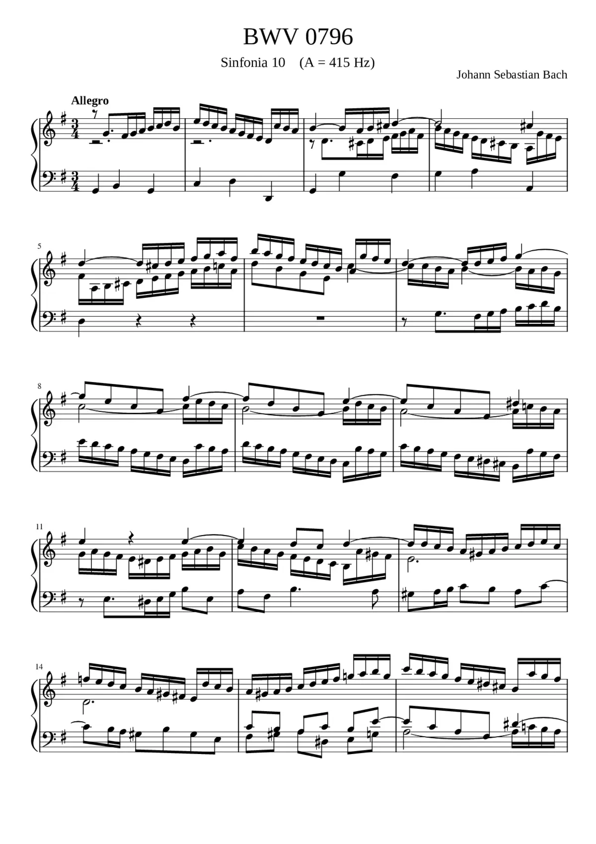 Sinfonia in G major BWV 796 - Page 1