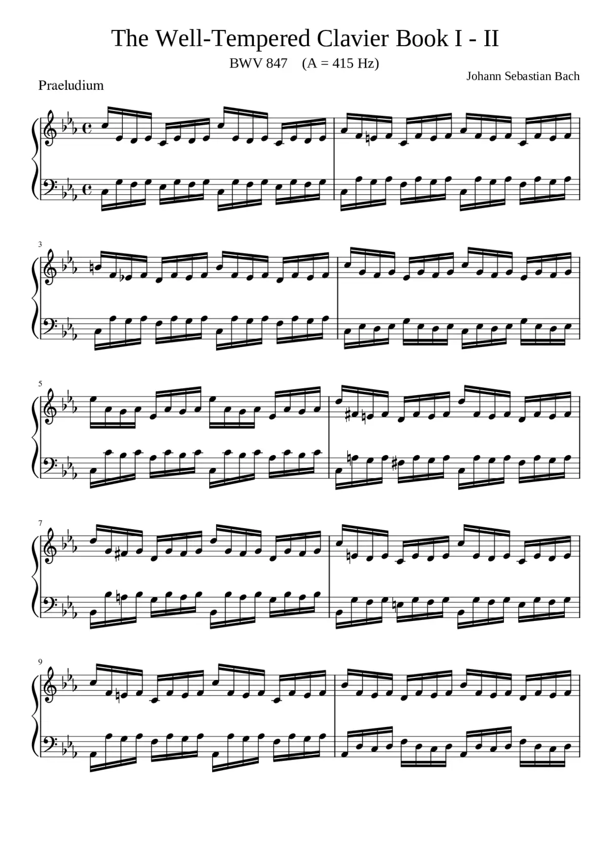 Prelude and Fugue in C minor BWV 847 - Page 1