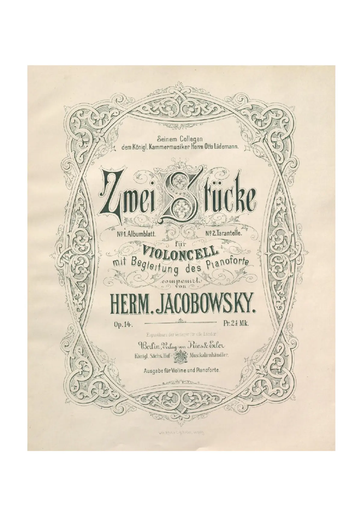 2 Stücke für Violoncell mit Begleitung des Pianoforte - Page 1