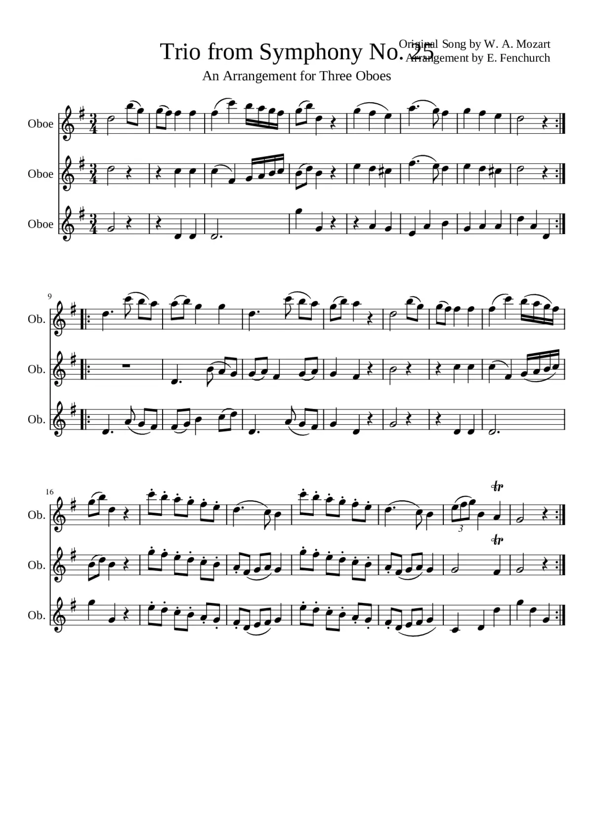 Trio from Mozart's Symphony Number 25 - Page 1