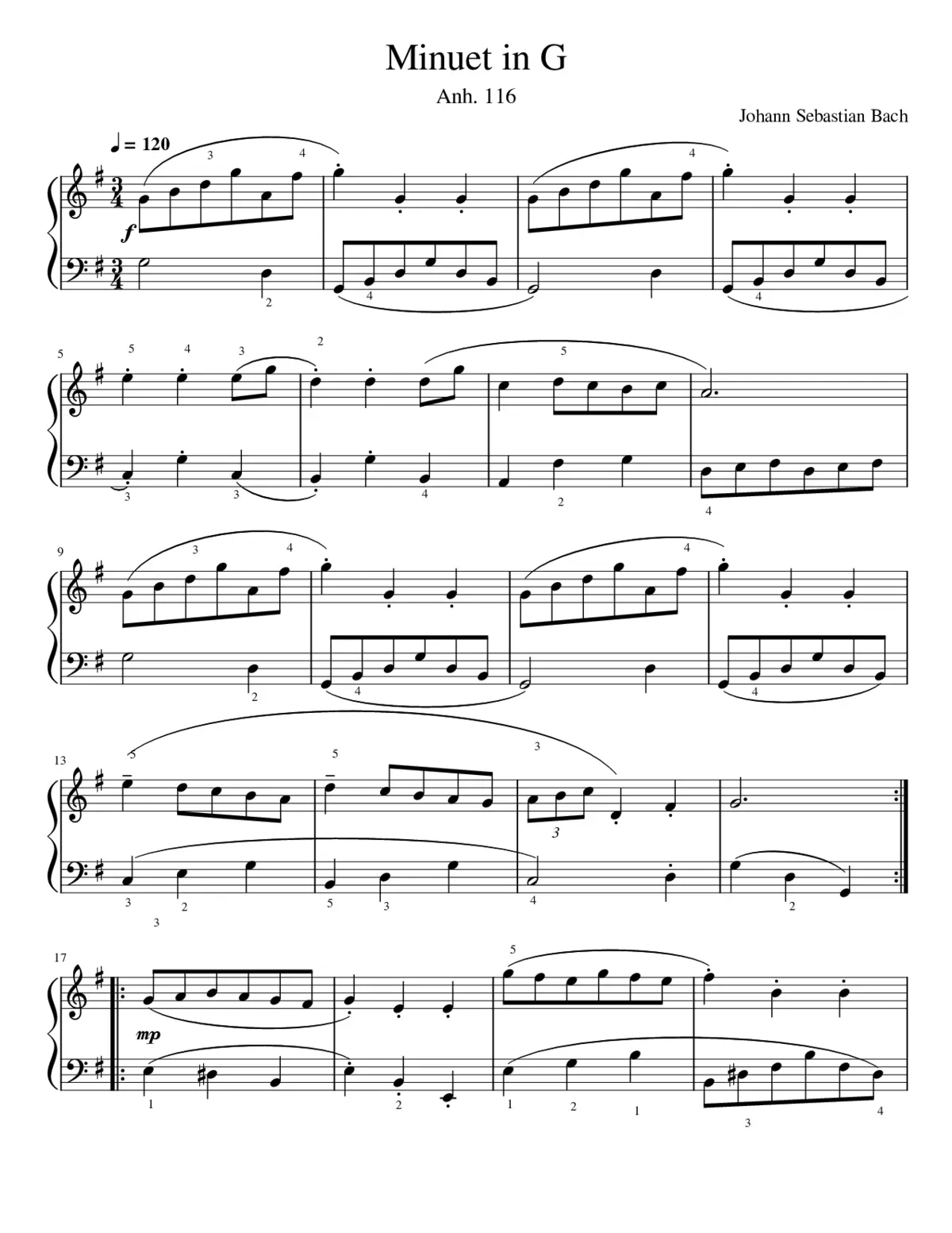 Minuet in G Anh. 116 - Page 1