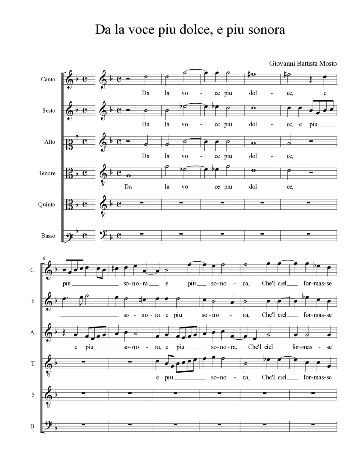 Da la voce piu dolce, e piu sonora - Page 1