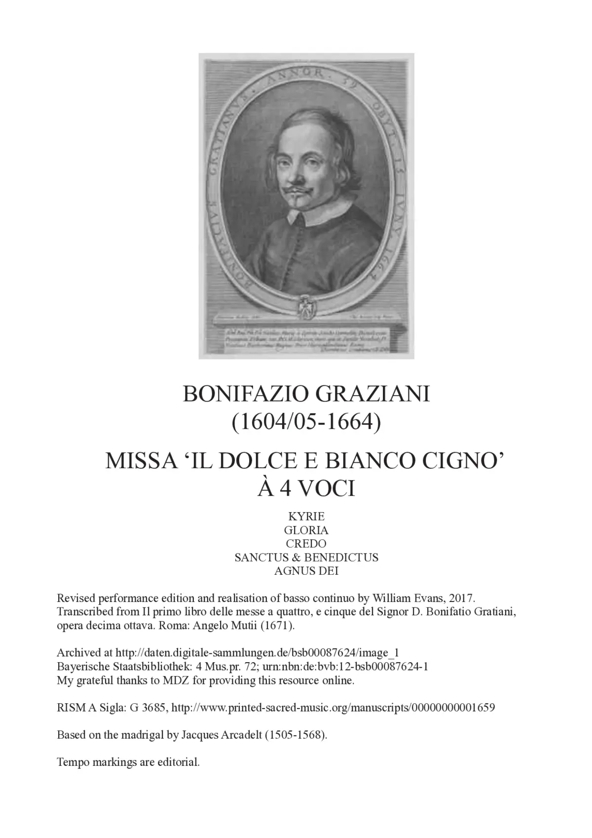 Missa "Il dolce, e bianco Cigno" - Page 1