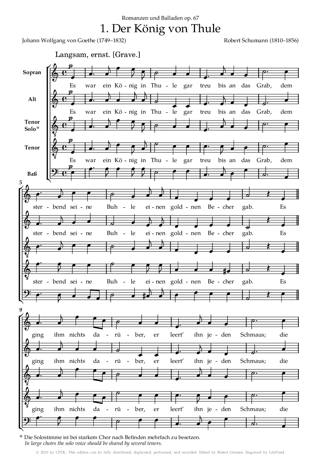 Der König von Thule, Op. 67, No. 1 - Page 1
