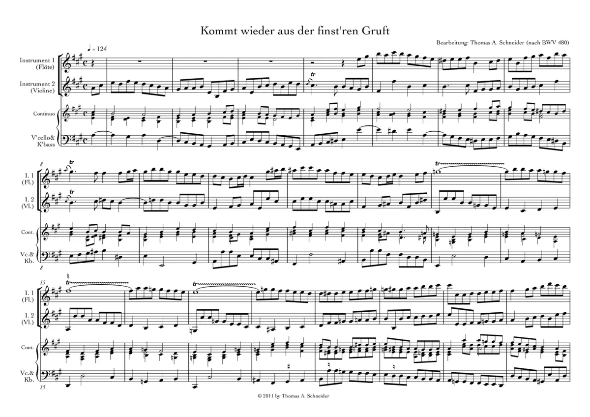 12 Arien und Lieder aus Schemellis Gesangbuch und A.M. Bachs Notenbuch für Ostern und andere Feste - Page 1