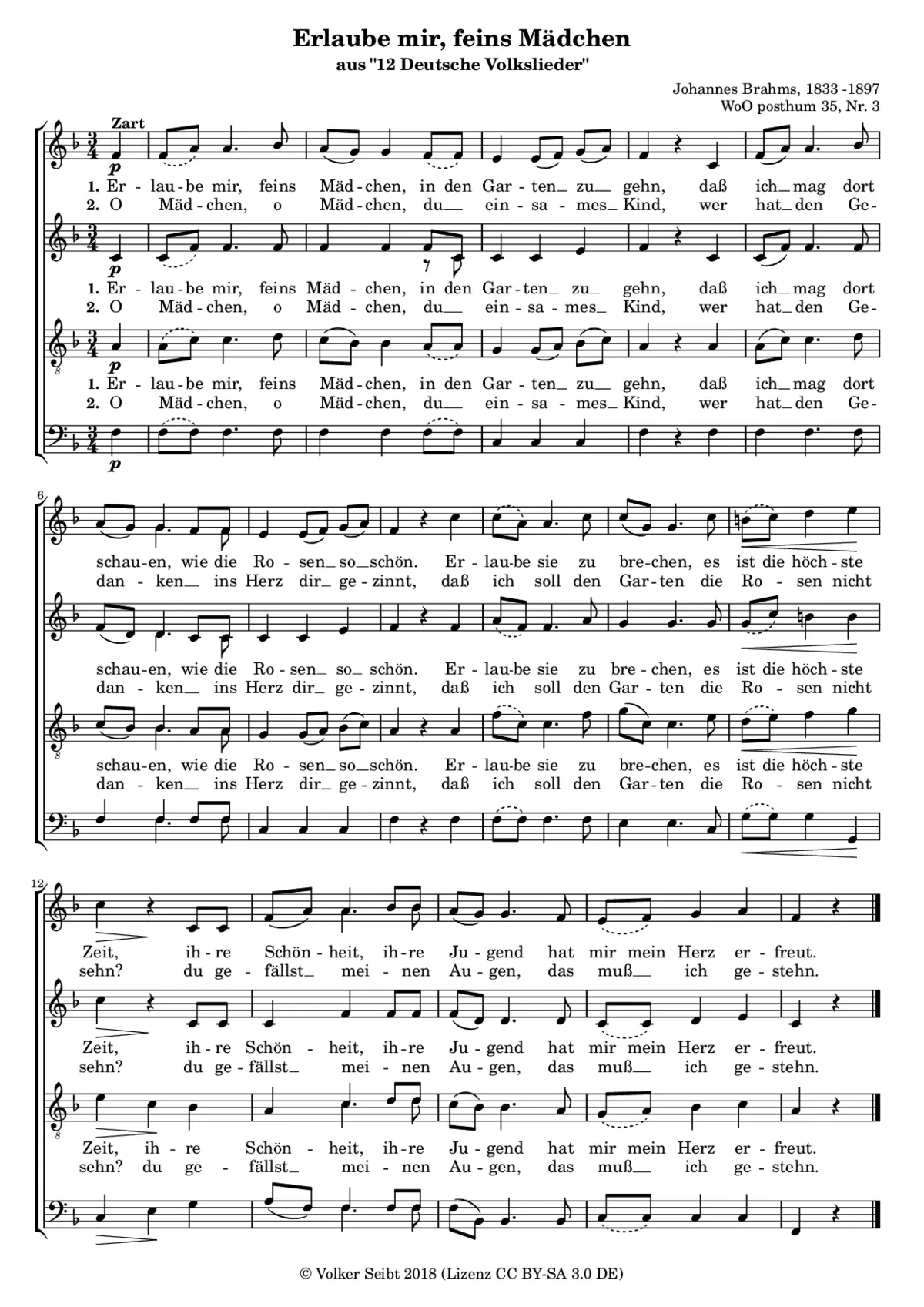 Erlaube mir, 26 Deutsche Volklieder, No. 17 - Page 1