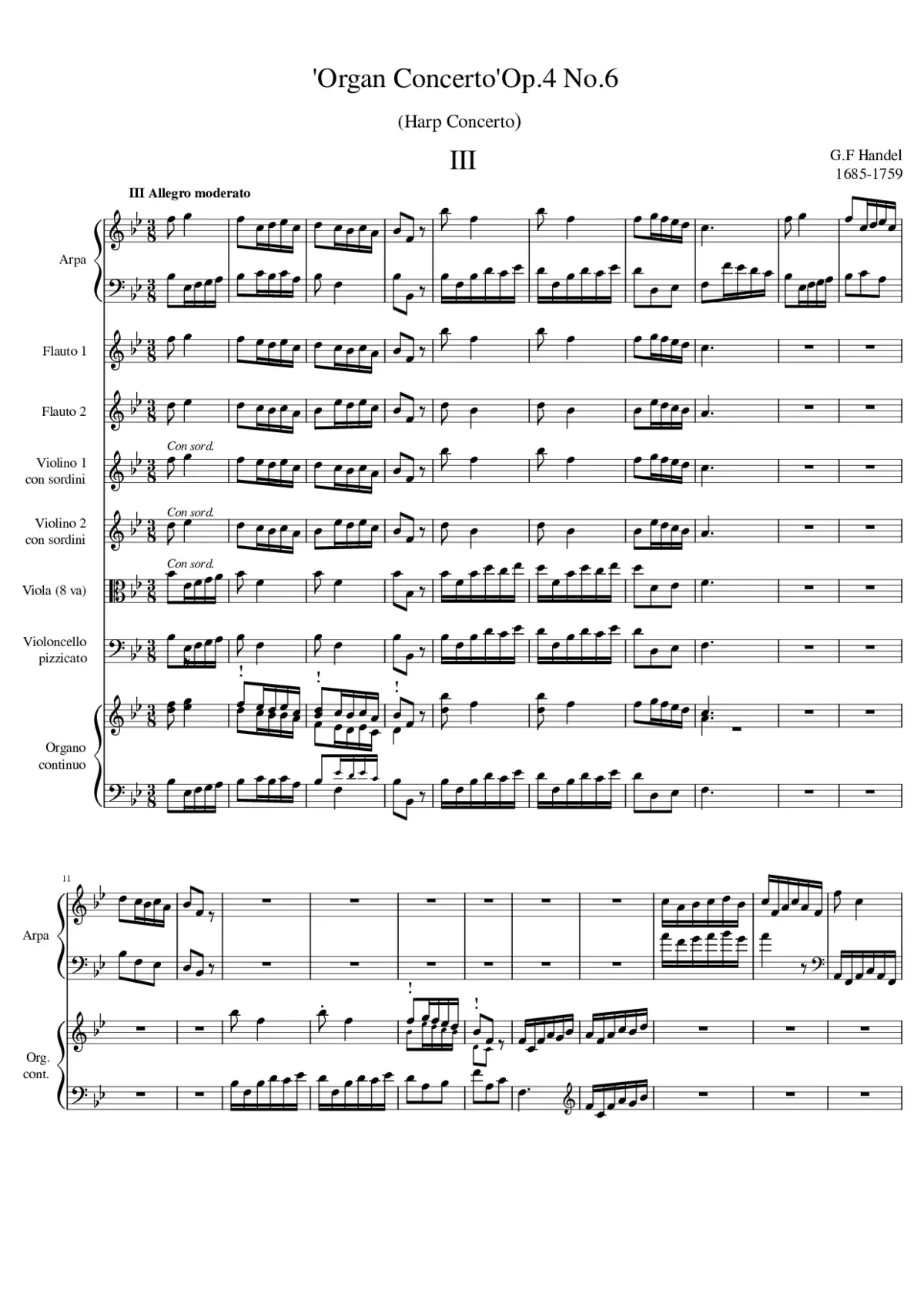 Harp Concerto Op. 4 No. 6 - Page 1