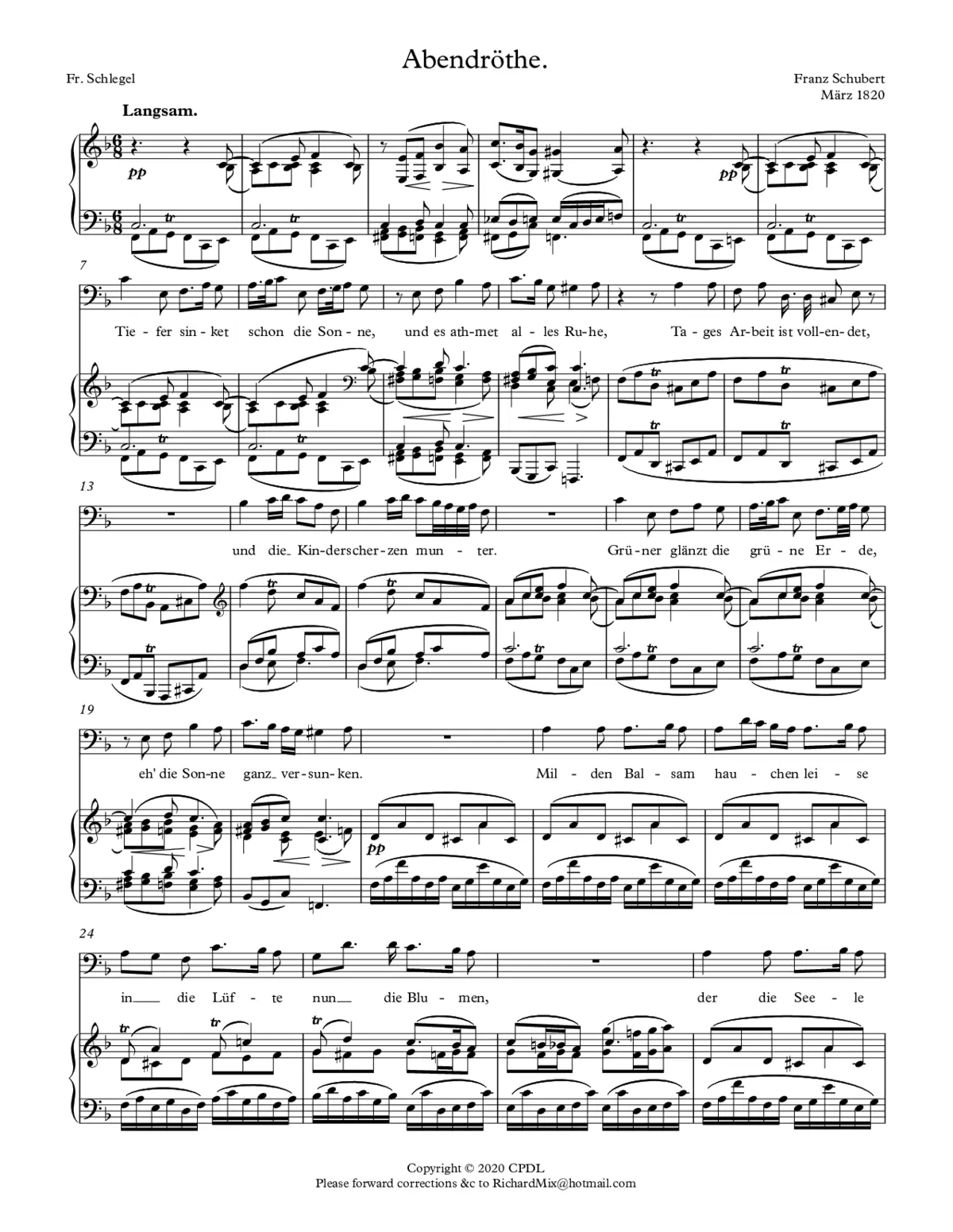 Abendröthe, D 690 - Page 1