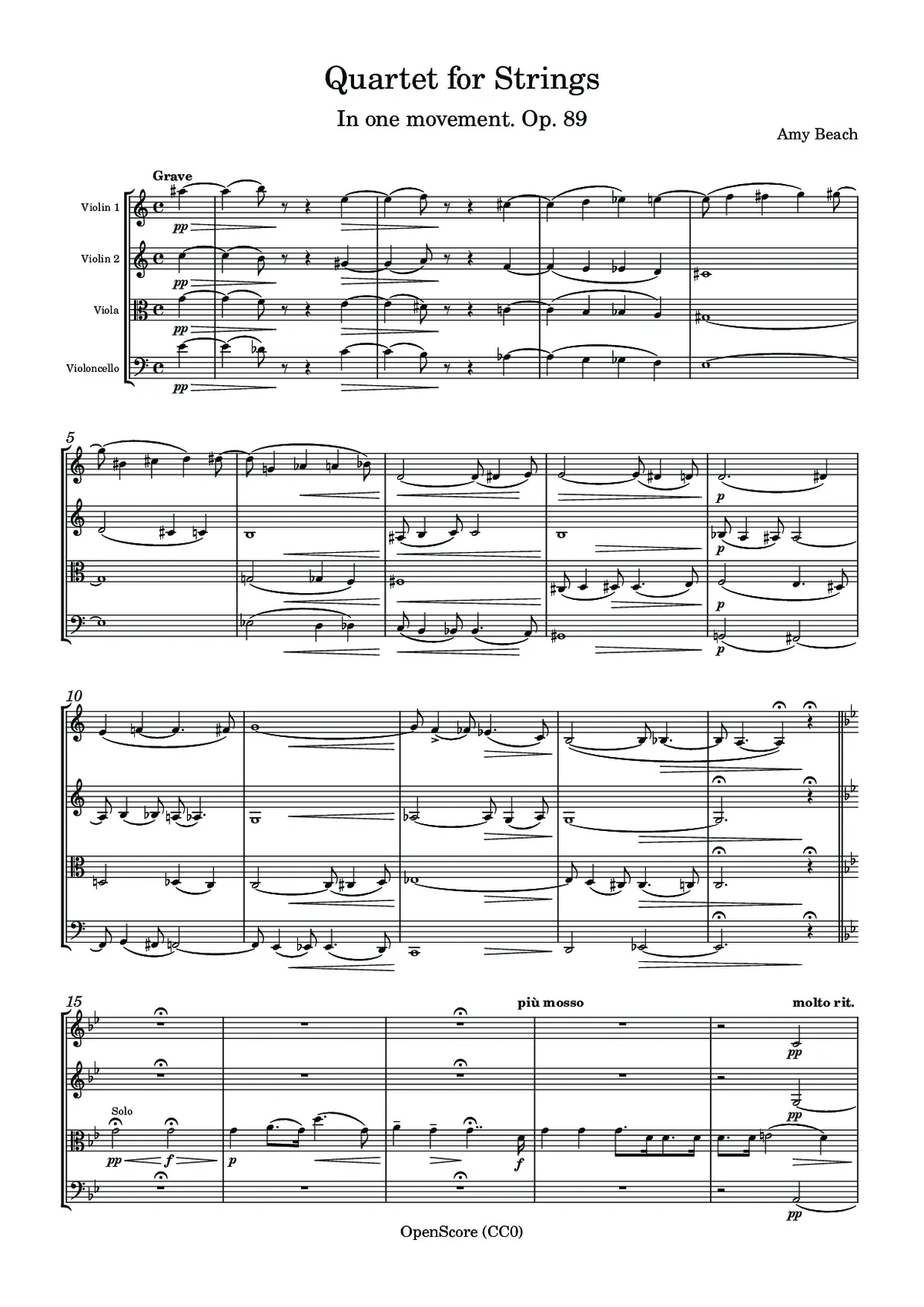 String Quartet, Op. 89 - Page 1