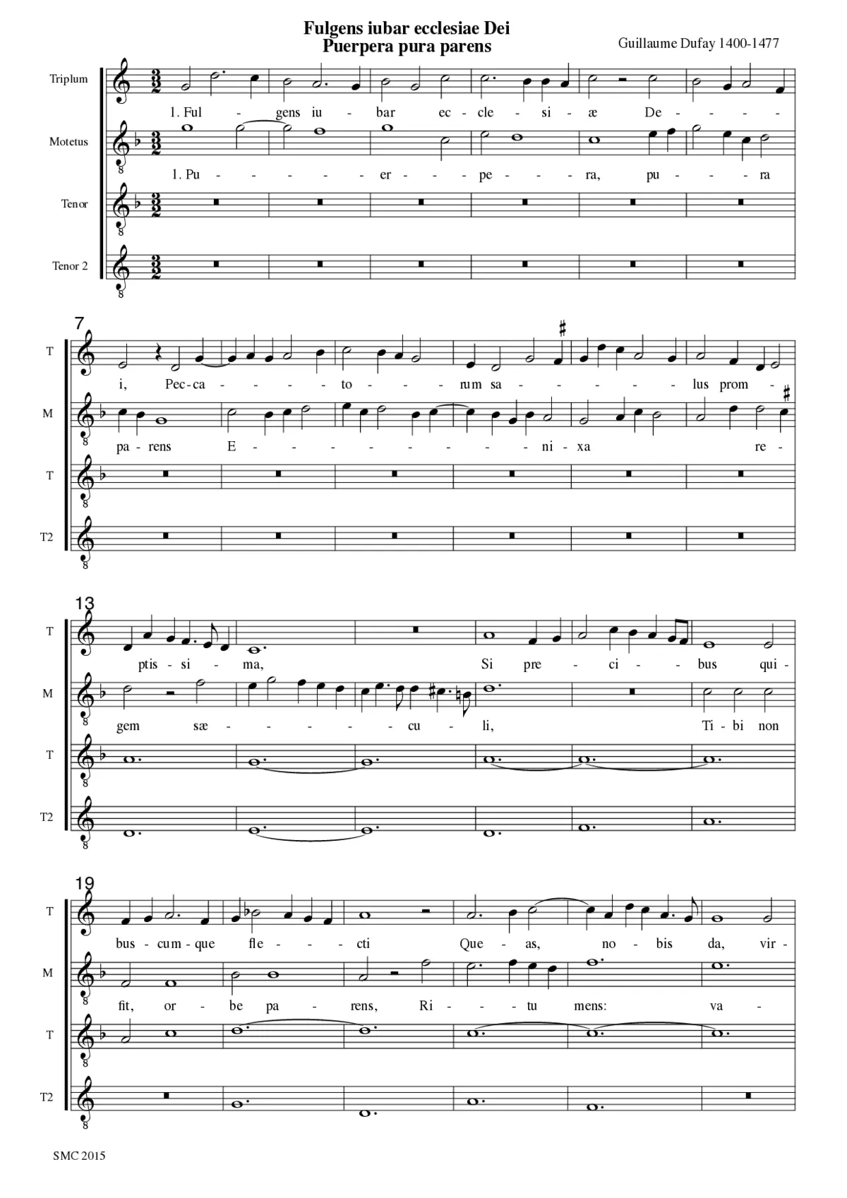 Fulgens iubar ecclesiae Dei - Puerpera pura parens - Page 1
