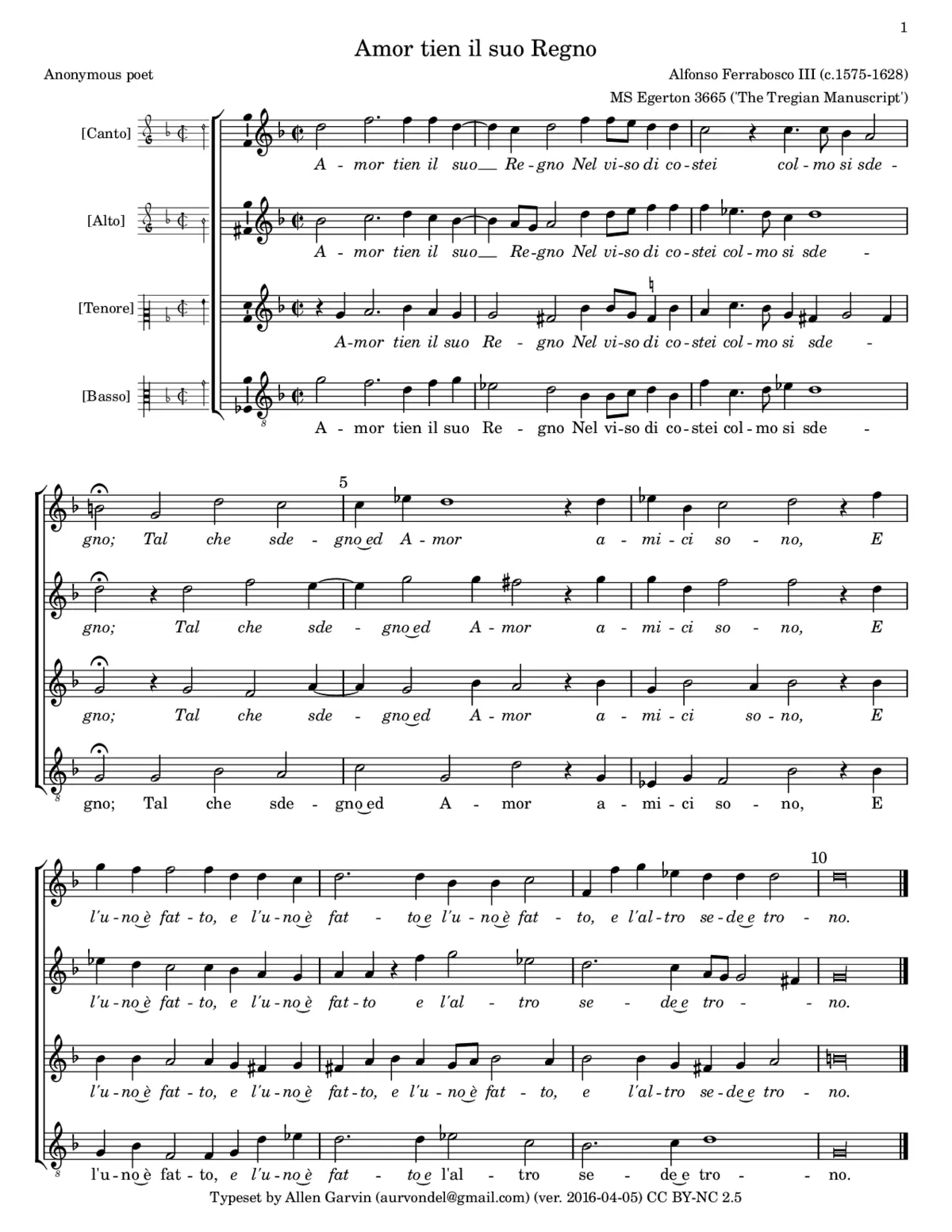 Amor tien il suo Regno - Page 1
