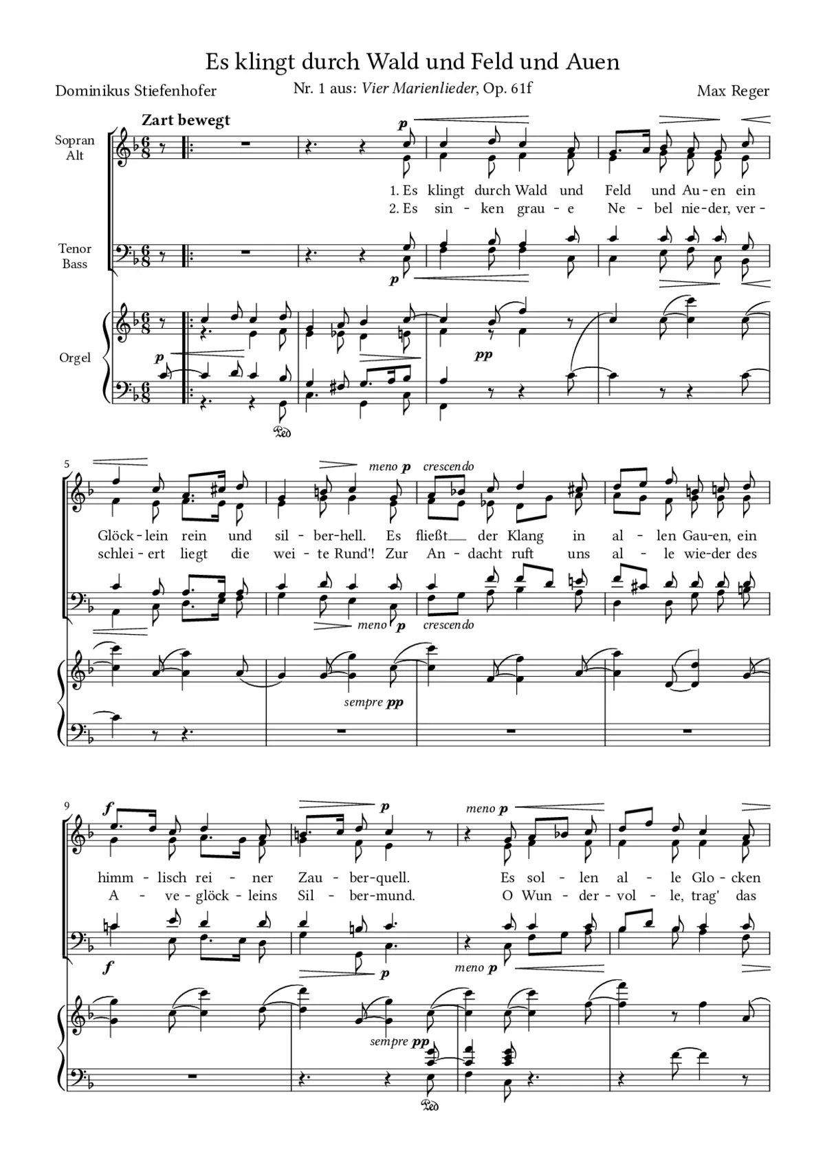 Es klingt durch Wald und Feld und Auen, Op. 61f No. 1 - Page 1
