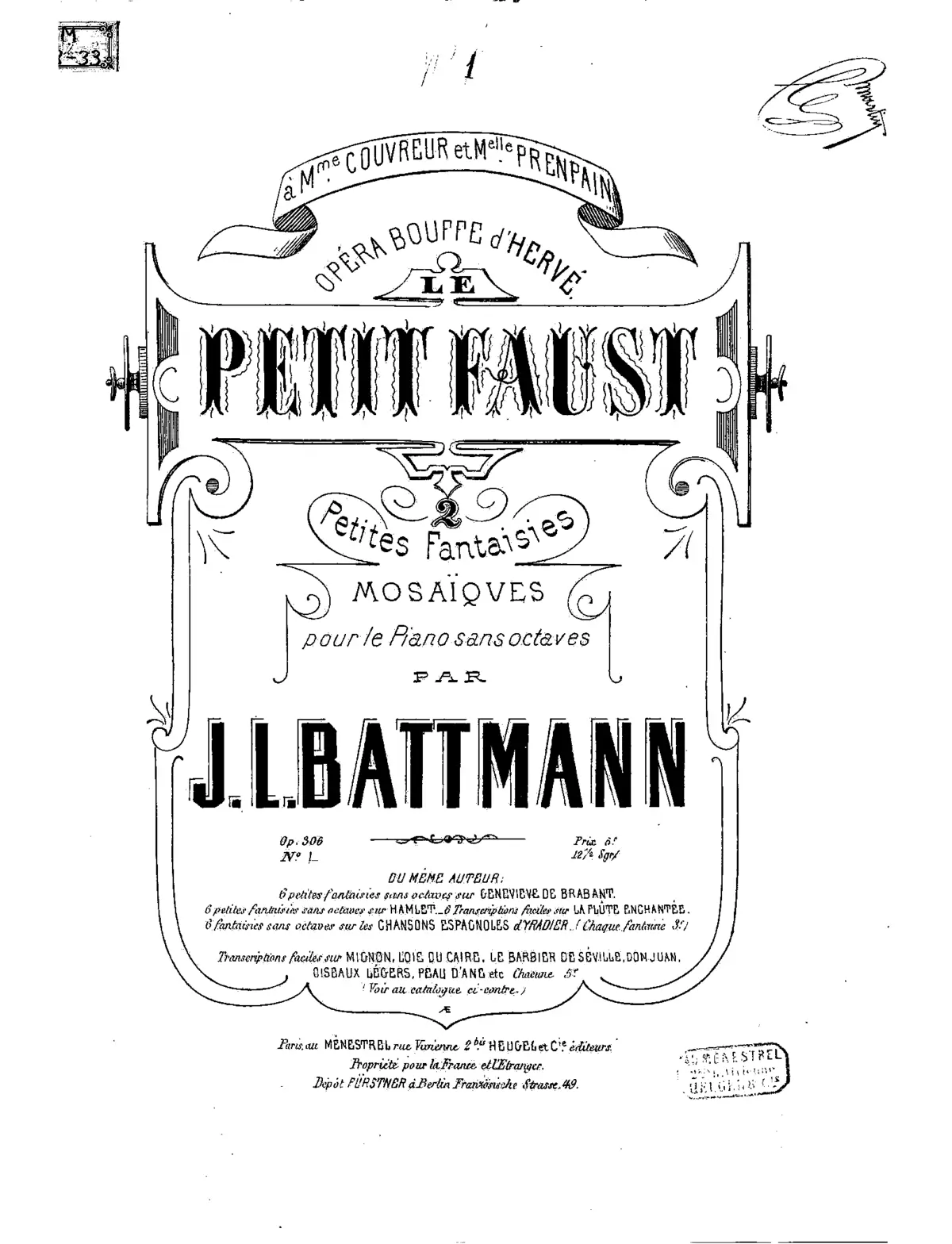 Deux petites fantaisies mosaïques sur 'Le petit Faust' - Page 1