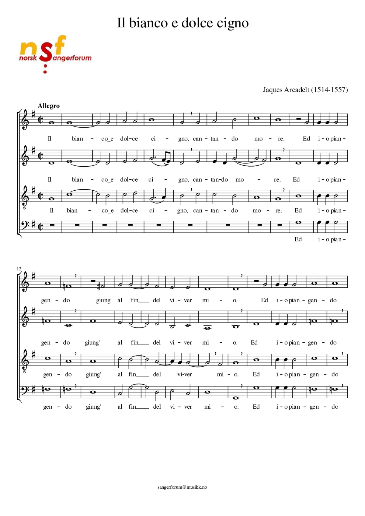 Il bianco e dolce cigno - Page 1